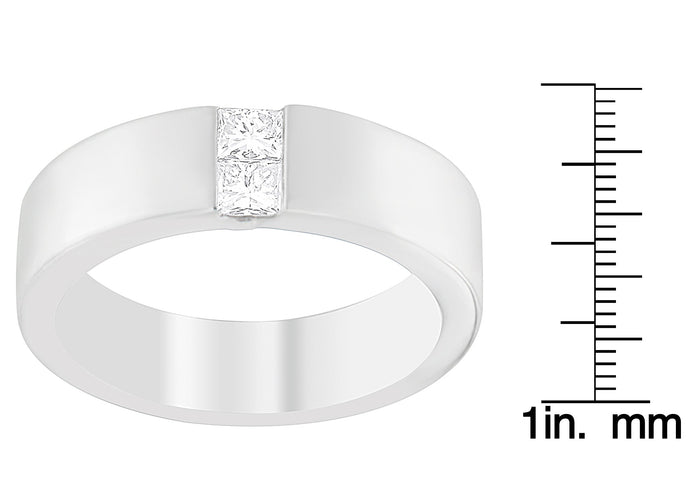Anillo de banda de canal para hombre con diamantes de 1/4 ct. p.t. en oro blanco de 14K, foto 4