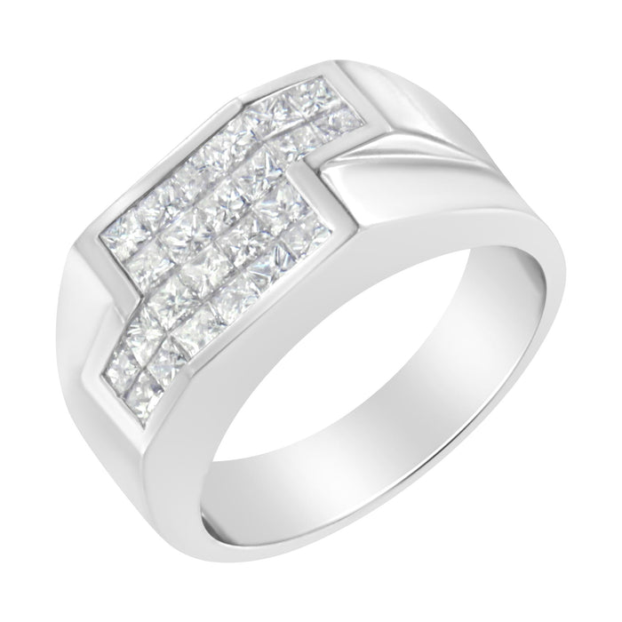 Anillo de racimo con diamantes de 1 3/4 ct. p.t. en oro blanco de 14K, foto 4