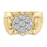 Anillo de racimo floral Miracle-Set con diamantes de 1/3 ct. p.t. en plata de ley bañada en oro amarillo de 14K