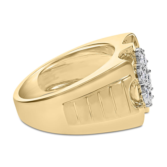 Anillo de racimo floral Miracle-Set con diamantes de 1/3 ct. p.t. en plata de ley bañada en oro amarillo de 14K, foto 2