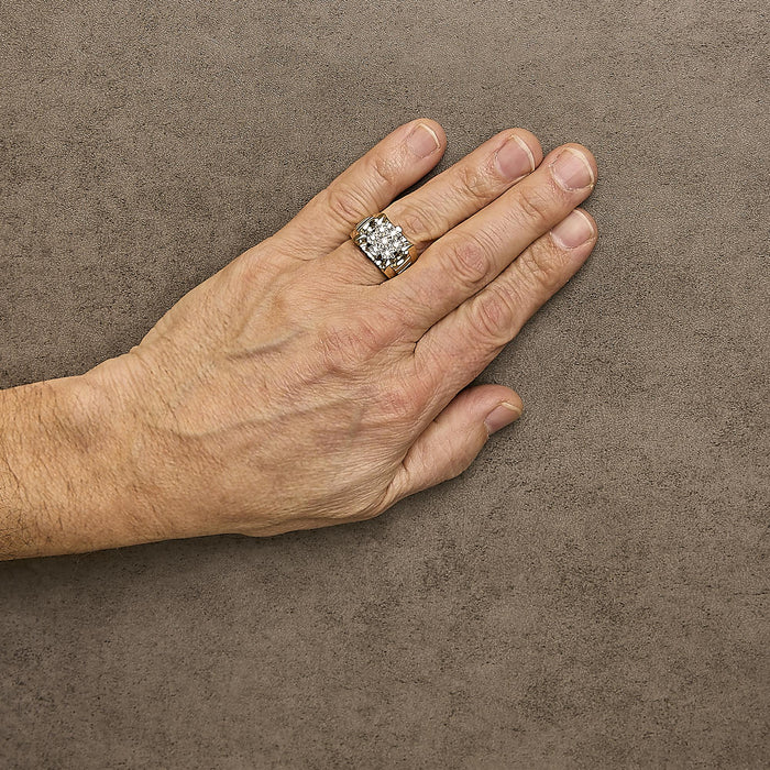 Anillo de racimo floral Miracle-Set con diamantes de 1/3 ct. p.t. en plata de ley bañada en oro amarillo de 14K, foto 3
