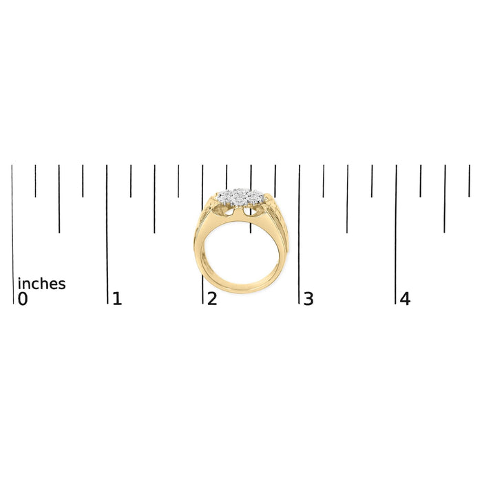 Anillo de racimo floral Miracle-Set con diamantes de 1/3 ct. p.t. en plata de ley bañada en oro amarillo de 14K, foto 7