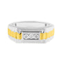 Men's Diamond Accent Miracle-Set 3 Stone Ridged Band Ring in 10K Yellow Gold-Plated Sterling Silver, photo 1