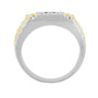 Men's Diamond Accent Miracle-Set 3 Stone Ridged Band Ring in 10K Yellow Gold-Plated Sterling Silver, photo 2