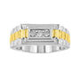 Men's Diamond Accent Miracle-Set 3 Stone Ridged Band Ring in 10K Yellow Gold-Plated Sterling Silver, photo 4