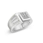 Anillo de banda estriada para caballero Miracle-Set de 9 piedras con detalle de diamante en plata de ley, foto 4