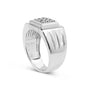 Anillo de banda estriada para caballero Miracle-Set de 9 piedras con detalle de diamante en plata de ley, foto 5