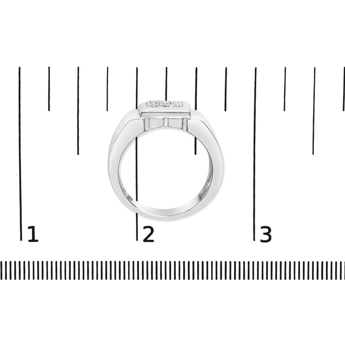 Anillo de banda estriada para caballero Miracle-Set de 9 piedras con detalle de diamante en plata de ley, foto 7