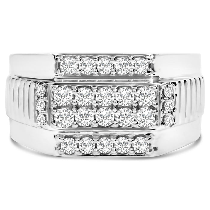 Anillo de banda de varias hileras para hombre con diamantes de 1 ct. p.t. en plata de ley, foto 1