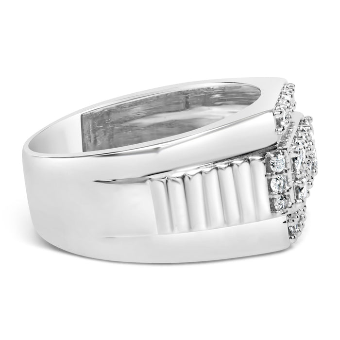 Anillo de banda de varias hileras para hombre con diamantes de 1 ct. p.t. en plata de ley, foto 2