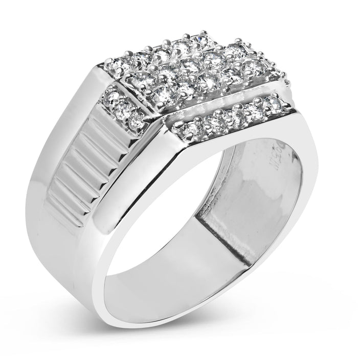 Anillo de banda de varias hileras para hombre con diamantes de 1 ct. p.t. en plata de ley, foto 4
