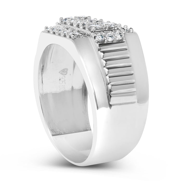 Anillo de banda de varias hileras para hombre con diamantes de 1 ct. p.t. en plata de ley, foto 5