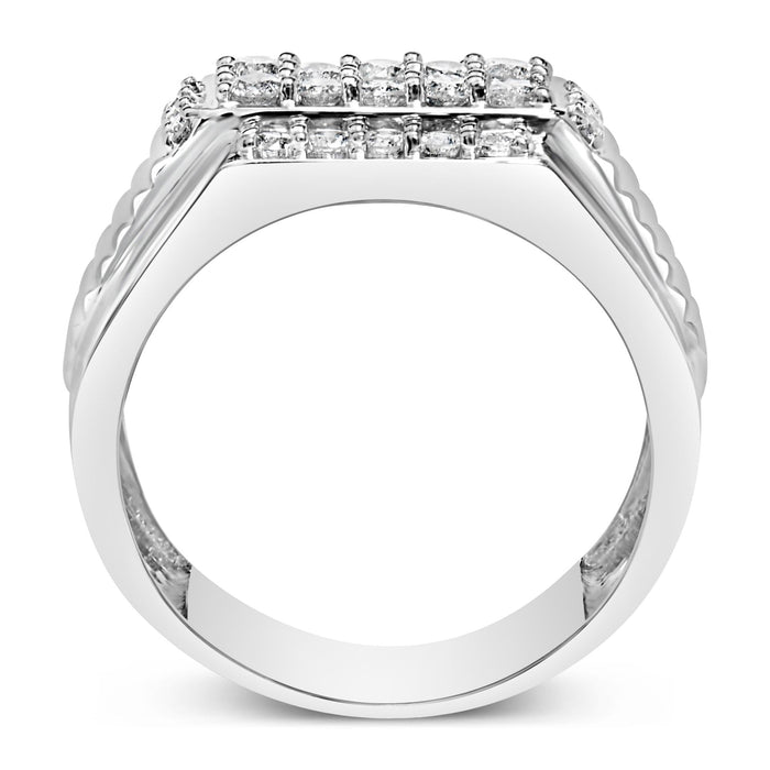 Anillo de banda de varias hileras para hombre con diamantes de 1 ct. p.t. en plata de ley, foto 6