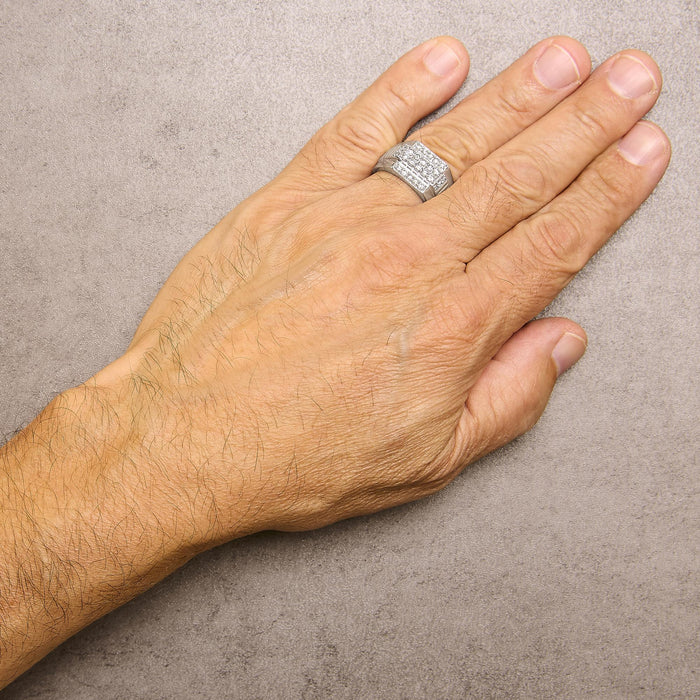 Anillo de banda de varias hileras para hombre con diamantes de 1 ct. p.t. en plata de ley, foto 3
