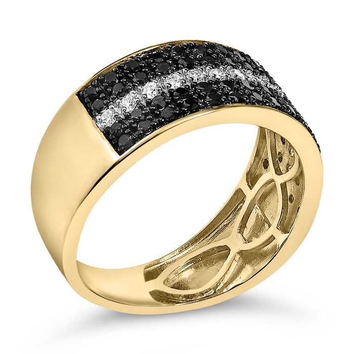 Anillo de racimo para hombre con diamantes blancos y diamantes negros tratados de 1 ct. p.t. en oro amarillo de 10K, foto 4