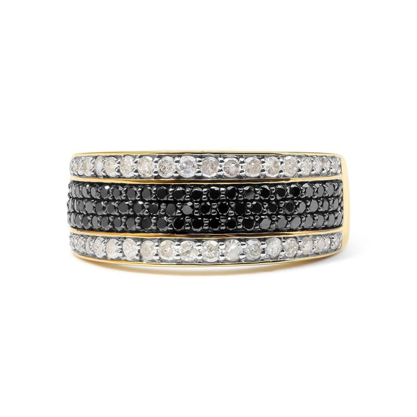 1 1/4 Ct. T.W. White and Black Treated Diamond Multi Row Band in 14K Yellow Gold-Plated Sterling Silver, photo 1
