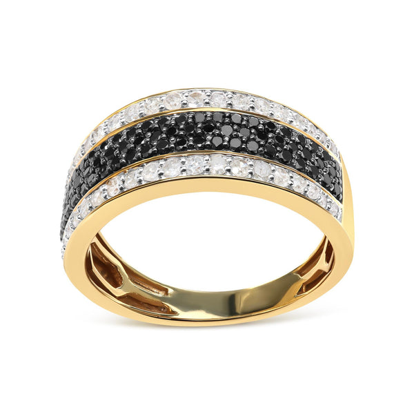 1 1/4 Ct. T.W. White and Black Treated Diamond Multi Row Band in 14K Yellow Gold-Plated Sterling Silver, photo 2