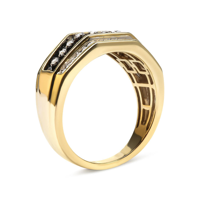 Men's 1 1/2 Ct. T.W. White and Black Treated Diamond Cluster Ring in 14K Yellow Gold-Plated Sterling Silver, photo 4