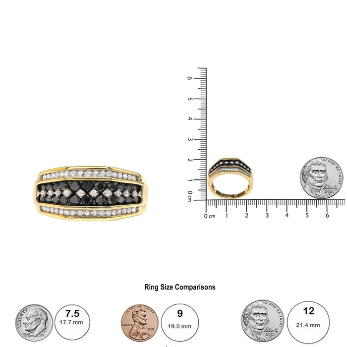 Men's 1 1/2 Ct. T.W. White and Black Treated Diamond Cluster Ring in 14K Yellow Gold-Plated Sterling Silver, photo 5