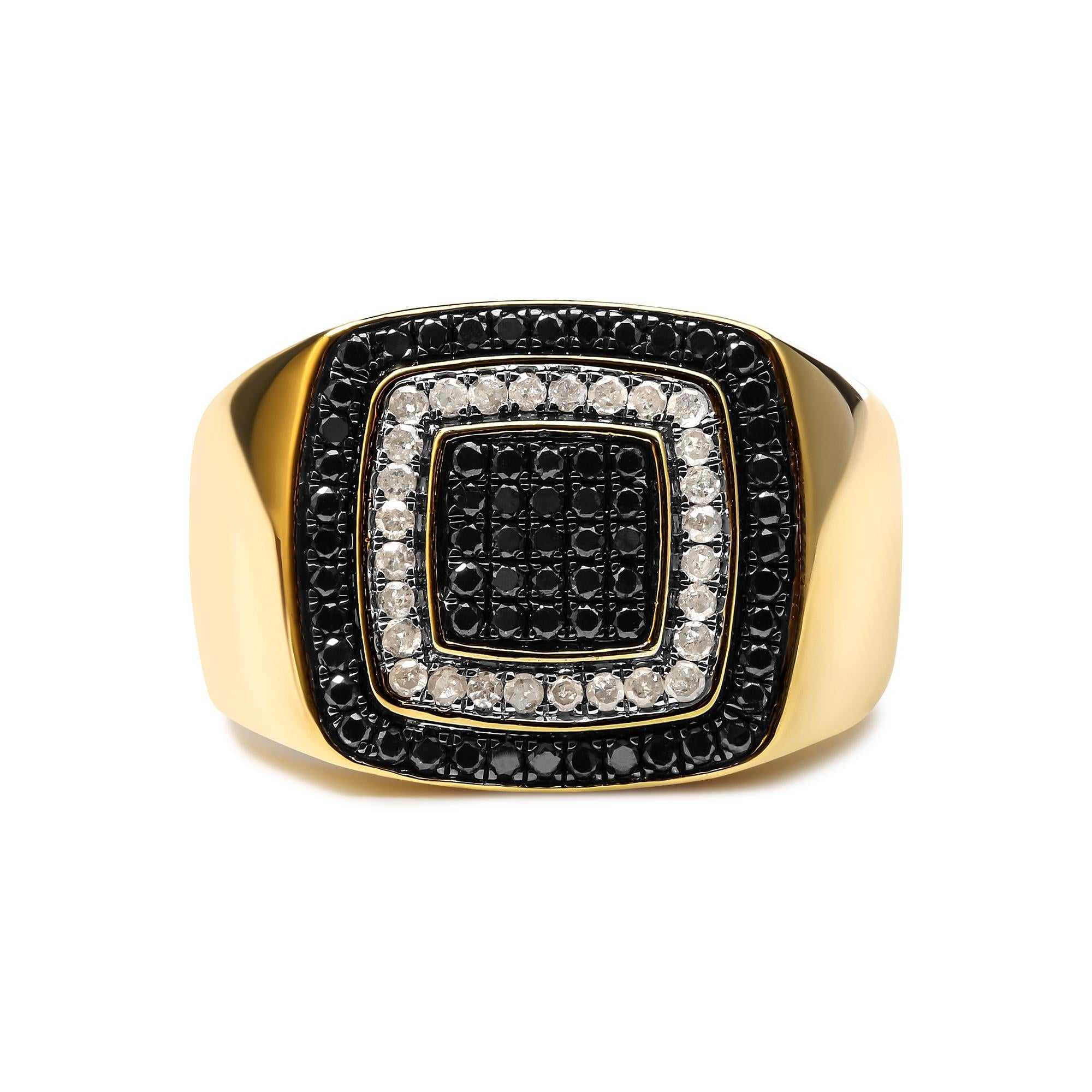 Men's 3/4 Ct. T.W. White and Black Treated Diamond Ring Band in 10K Yellow Gold, photo 1