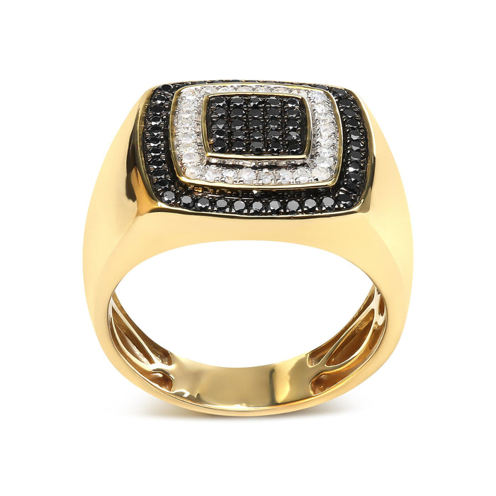 Men's 3/4 Ct. T.W. White and Black Treated Diamond Ring Band in 10K Yellow Gold, photo 2