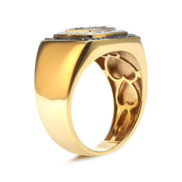 Men's 3/4 Ct. T.W. White and Black Treated Diamond Ring Band in 10K Yellow Gold, photo 5