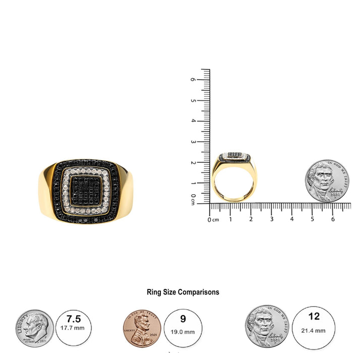 Men's 3/4 Ct. T.W. White and Black Treated Diamond Ring Band in 10K Yellow Gold, photo 6