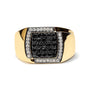 Men's 1 Ct. T.W. White and Treated Black Diamond Cushion Cluster Statement Ring in 10K Yellow Gold, photo 1
