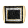 Anillo geométrico para hombre con diamantes blancos y negros tratados de 1 1/4 ct. p.t. en oro amarillo de 10K, foto 1