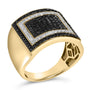 Anillo geométrico para hombre con diamantes blancos y negros tratados de 1 1/4 ct. p.t. en oro amarillo de 10K, foto 4