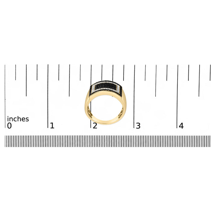 Anillo geométrico para hombre con diamantes blancos y negros tratados de 1 1/4 ct. p.t. en oro amarillo de 10K, foto 7