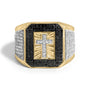 Men's 1 1/2 Ct. T.W. White and Treated Black Diamond Cross Signet Ring in 10K Yellow Gold, photo 1