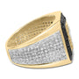 Men's 1 1/2 Ct. T.W. White and Treated Black Diamond Cross Signet Ring in 10K Yellow Gold, photo 2