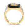 Men's 1 1/2 Ct. T.W. White and Treated Black Diamond Cross Signet Ring in 10K Yellow Gold, photo 6