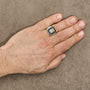 Men's 1 1/2 Ct. T.W. White and Treated Black Diamond Cross Signet Ring in 10K Yellow Gold, photo 3