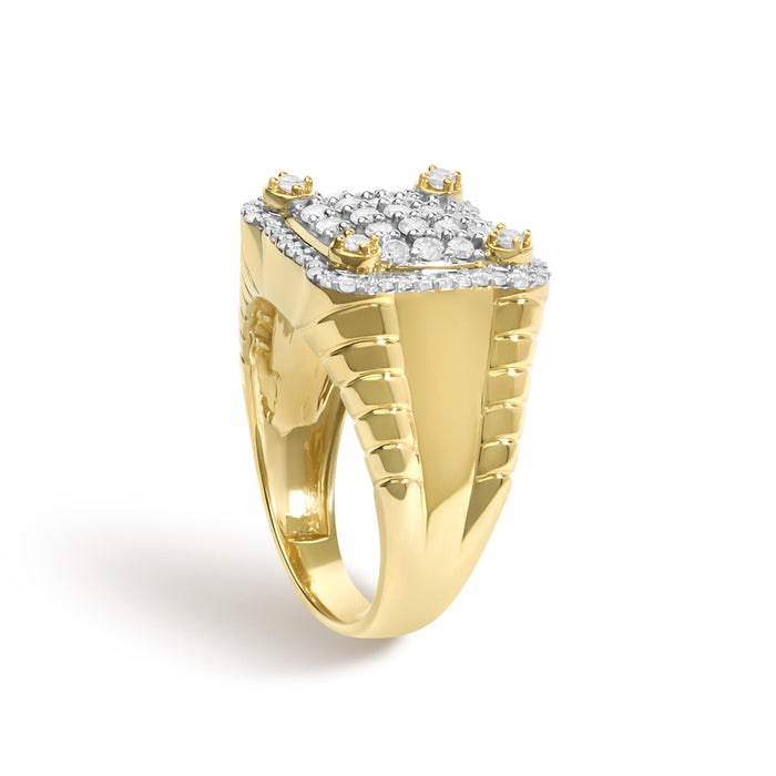 Men's 1 Ct. T.W. Diamond Square Motif Band Ring in 14K Yellow Gold-Plated Sterling Silver, photo 5
