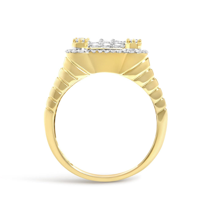 Men's 1 Ct. T.W. Diamond Square Motif Band Ring in 14K Yellow Gold-Plated Sterling Silver, photo 6