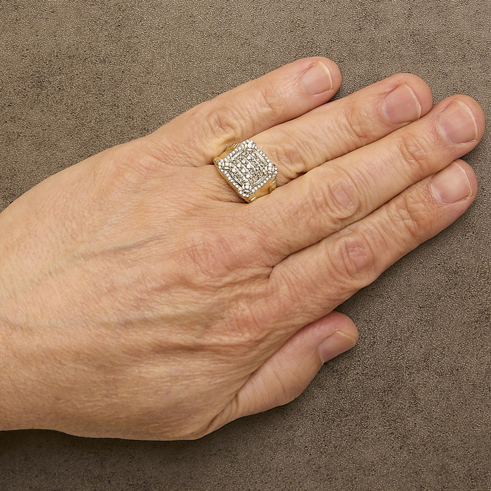Men's 1 Ct. T.W. Diamond Square Motif Band Ring in 14K Yellow Gold-Plated Sterling Silver, photo 3