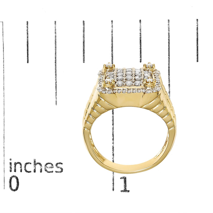 Men's 1 Ct. T.W. Diamond Square Motif Band Ring in 14K Yellow Gold-Plated Sterling Silver, photo 7