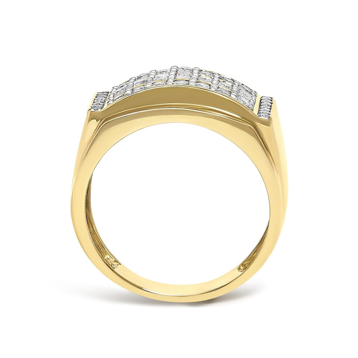 Men's 3/4 Ct. T.W. Diamond 3 Row Band Ring in 14K Yellow Gold-Plated Sterling Silver, photo 6