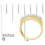 Men's 3/4 Ct. T.W. Diamond 3 Row Band Ring in 14K Yellow Gold-Plated Sterling Silver, photo 7