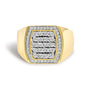 Anillo para hombre con cabeza cojín, halo y diamantes de 3/4 ct. p.t. en plata de ley bañada en oro amarillo de 14K, foto 1