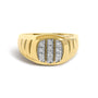 Anillo de banda acanalada para hombre con diamantes de 1/3 ct. p.t. en plata de ley bañada en oro amarillo de 14K, foto 1
