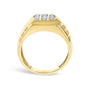 Anillo de banda acanalada para hombre con diamantes de 1/3 ct. p.t. en plata de ley bañada en oro amarillo de 14K, foto 6