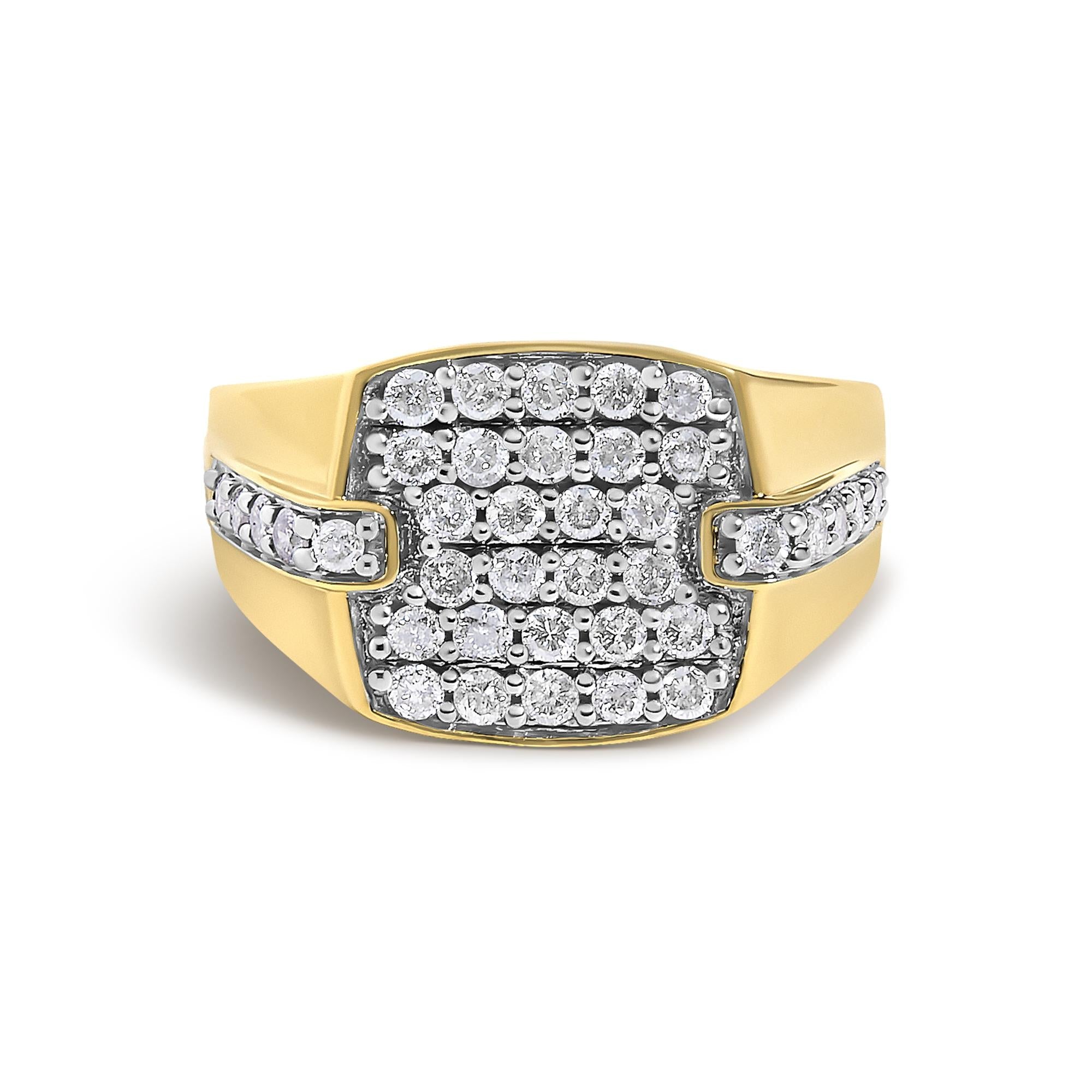 Men's 1 Ct. T.W. Diamond Geometric Band Ring in 14K Yellow Gold-Plated Sterling Silver, photo 1