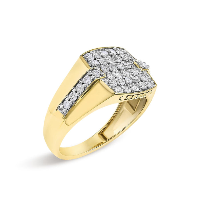 Men's 1 Ct. T.W. Diamond Geometric Band Ring in 14K Yellow Gold-Plated Sterling Silver, photo 4