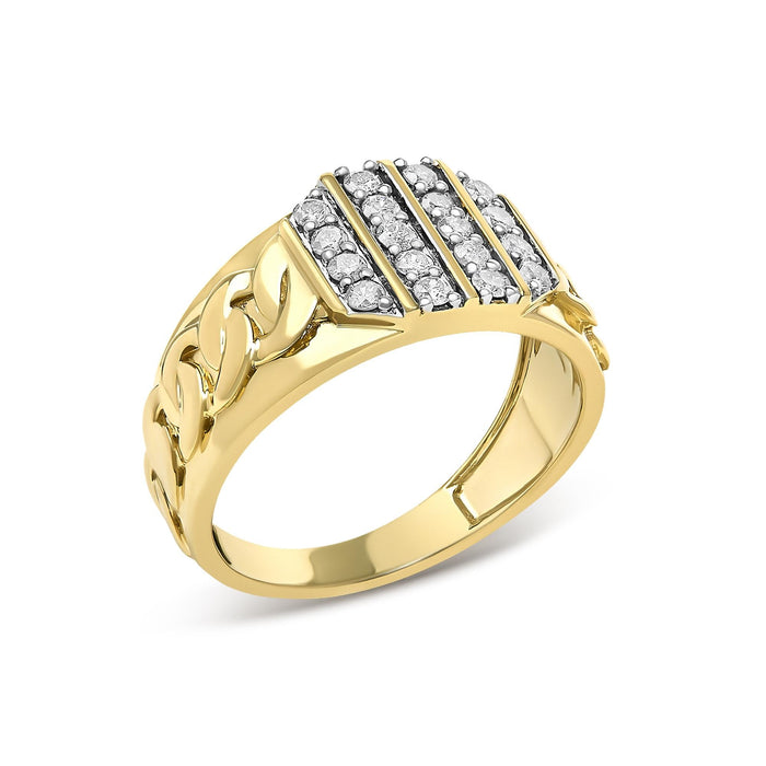 Men's 1/2 Ct. T.W. Diamond Cuban-Link Band Ring in 14K Yellow Gold-Plated Sterling Silver, photo 4