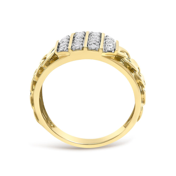 Men's 1/2 Ct. T.W. Diamond Cuban-Link Band Ring in 14K Yellow Gold-Plated Sterling Silver, photo 6