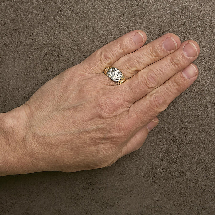 Men's 1/2 Ct. T.W. Diamond Cuban-Link Band Ring in 14K Yellow Gold-Plated Sterling Silver, photo 3