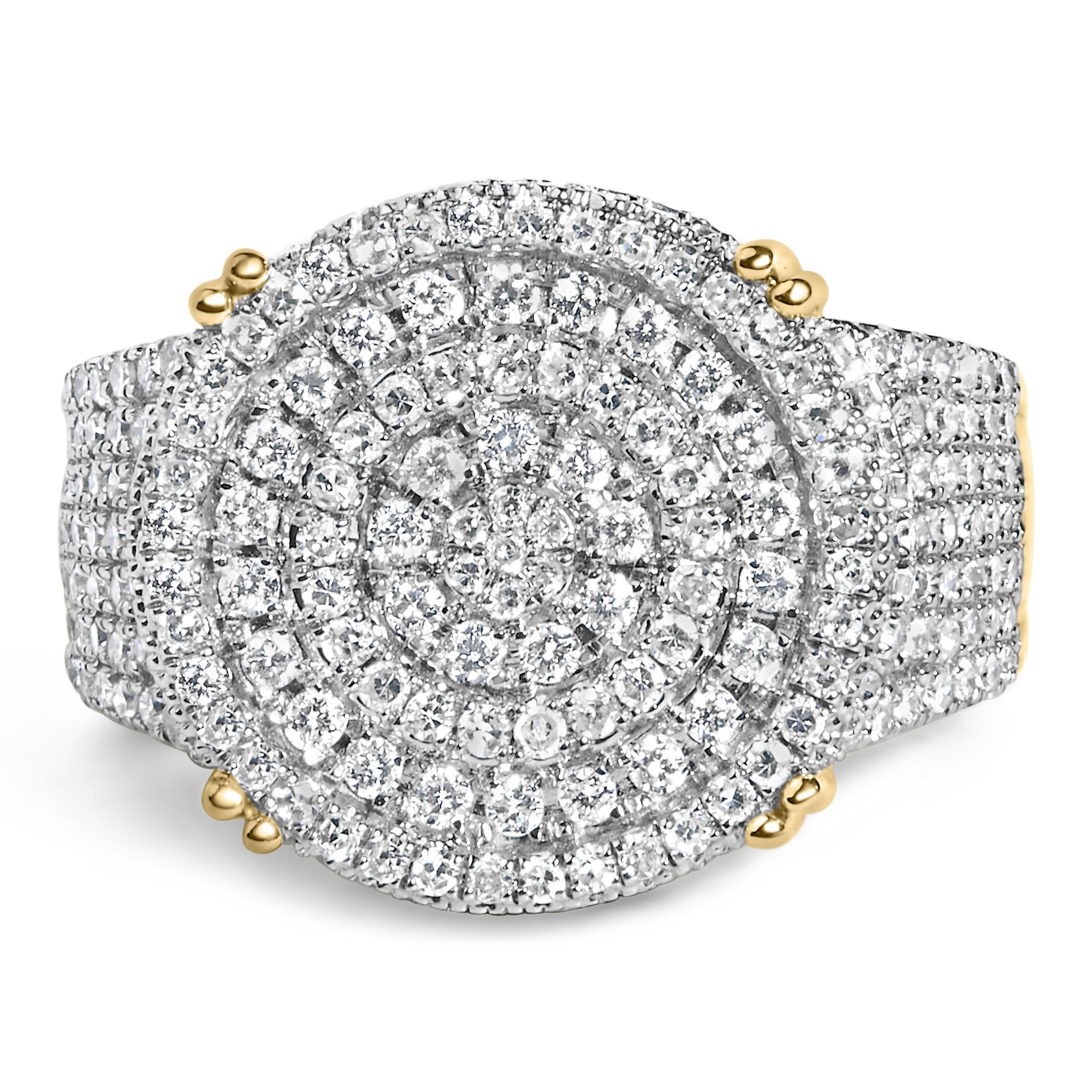 Men's 2 1/10 Ct. T.W. Diamond Concentric Circles Cocktail Ring in 10K Yellow Gold, photo 1